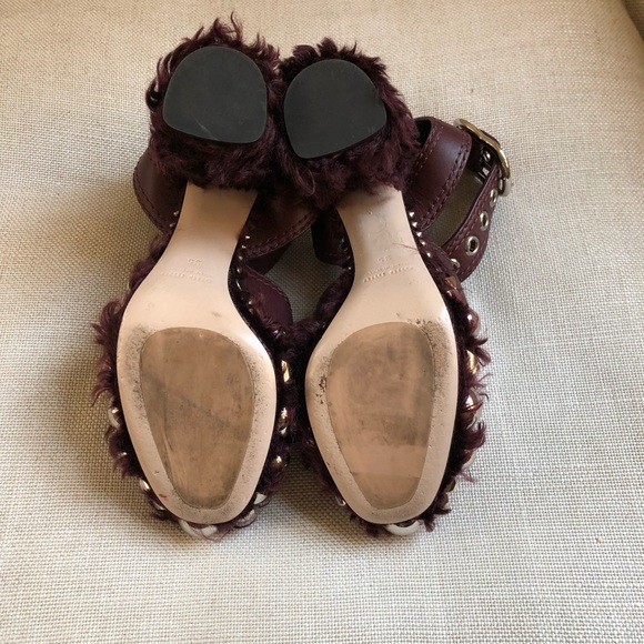 MIU MIU Platform Sandals Platform Studded Faux Shearling US 5 EUC - Picture 9 of 11